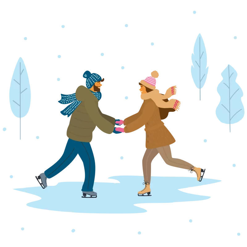 Illustration Pärchen fährt Schlittschuh - Mobile Eislaufanlage Stadtwerke Neumarkt