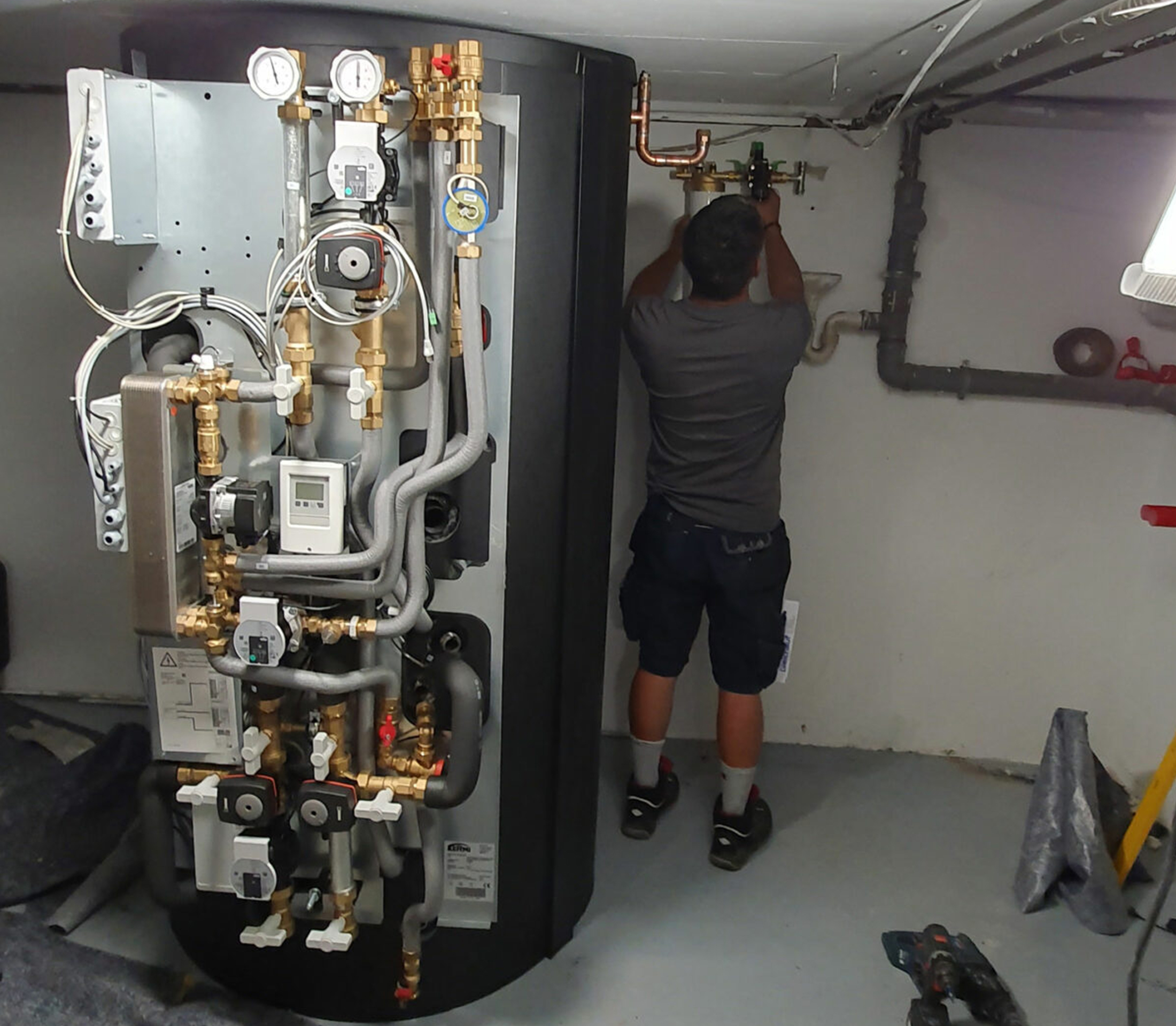 Installation Wärmepumpe bei Familie Freres